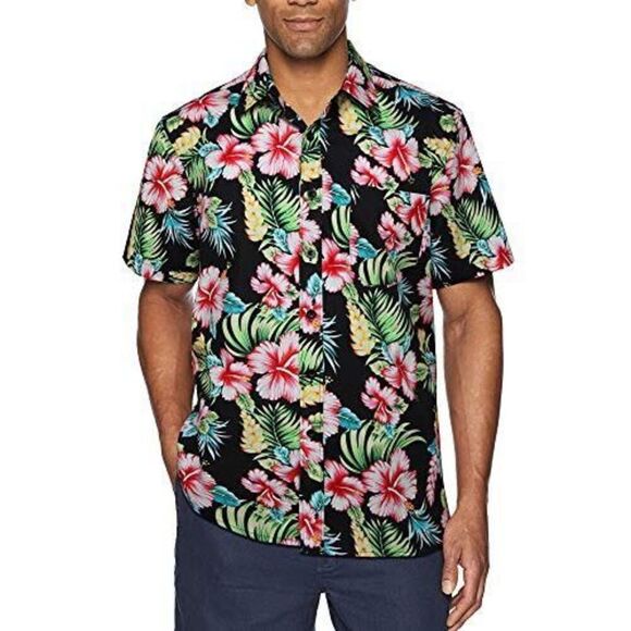 Men’s Allegra Hawaiian Floral Short Sleeve Men’s Button Down 46 Large - Picture 2 of 8